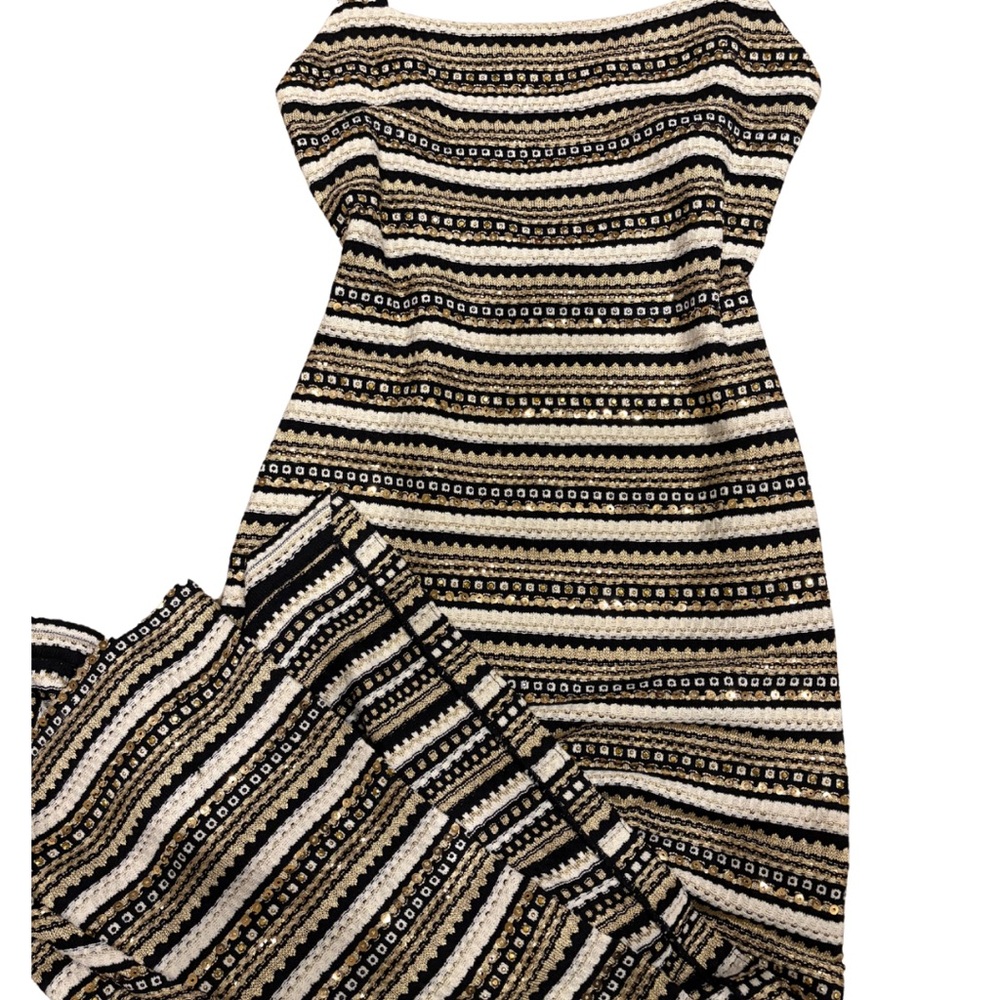 St. John Couture by Marie Gray Gown Sequin Evening Dress Black,Gold,Tan
